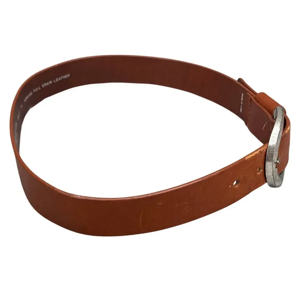 Kenneth Cole Brown Leather Silver Horseshoe Buckle Western Belt  27.5